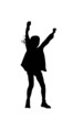 Silhouette of Young Girl Raising Her Arms in Joy 