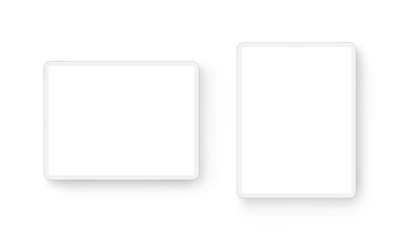 Fototapete - Clay tablet computers horizontal and vertical mockup isolated on white background. Vector illustration