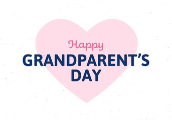 Vector flat grandparents day holiday banner template. Black text and pink heart sign isolated on white background. Design for poster, invitation, card, greeting, congratulation.