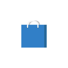 Wall Mural - blue shopping bag in flat on white background