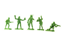 Army Green Plastic Soldiers Isolated On White Background