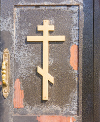 Wall Mural - entrance door to the entrance door to the temple with a crosstemple with a cross