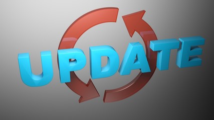 Poster - UPDATE with rotating arrows - 3D rendering illustration