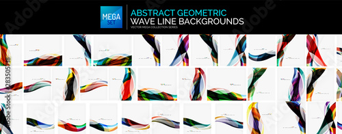 Cuadros en Lienzo Mega set of multicolored wave backgrounds, universal abstract patterns with wavy