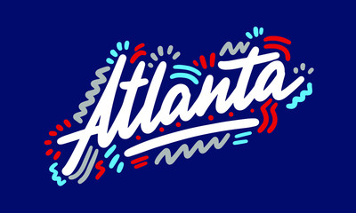 Atlanta handwritten city name.Modern Calligraphy Hand Lettering for Printing,background ,logo, for posters, invitations, cards, etc. Typography vector.