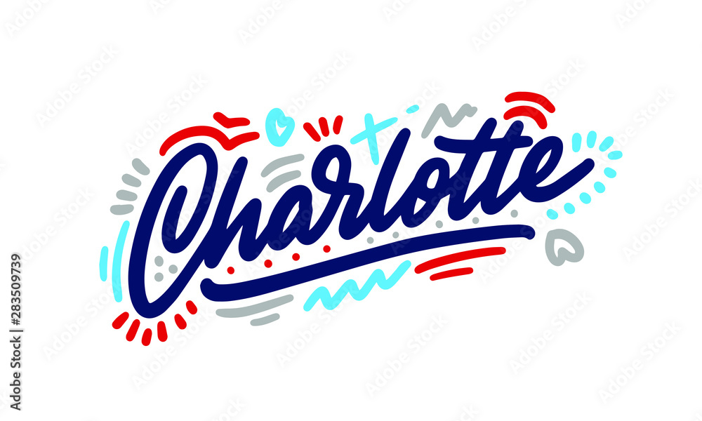 Charlotte handwritten city name.Modern Calligraphy Hand Lettering for ...