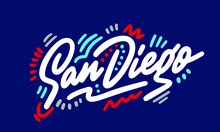 San Diego Handwritten City Name.Modern Calligraphy Hand Lettering For Printing,background ,logo, For Posters, Invitations, Cards, Etc. Typography Vector.