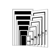 Recursion Open Door Isolated. Repeating Doors Vector Illustration