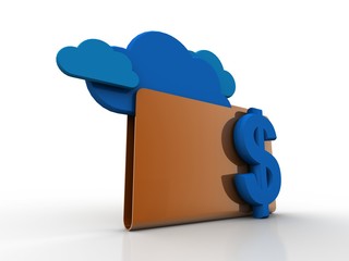 Poster - 3d rendering Dollar symbol with cloud folder