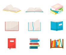Books Flat Vector Illustrations Set