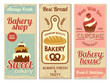 Bakery banners. Sweet cakes kitchen logotype for cooking projects vector restaurant menu template. Cake banner and bakery banner shop illustration