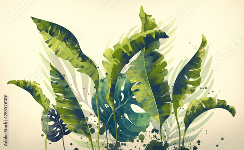 drawing-palm-tree-branches-with-watercolor-splash-elements