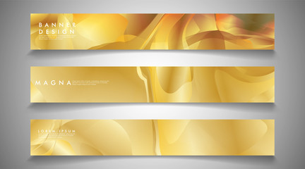 Wall Mural - collection of banners, vector backgrounds with wavy gold colored patterns. suitable for ad background etc.