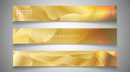 Wall Mural - collection of banners, vector backgrounds with wavy gold colored patterns. suitable for ad background etc.