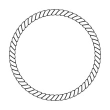 Round Rope Frame. Circle Ropes, Rounded Border And Decorative Marine Cable Frame Circles. Rounds Cordage Knot Stamp Or Nautical Twisted Knots Logo Isolated Vector Icon