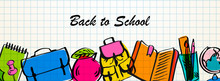 Back To School Sale Horizontal Banner, Vector Illustration.