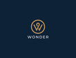 Unique modern geometric creative elegant letter W logo template. Vector icon.