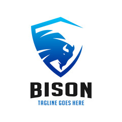 Sticker - bison shield logo design template