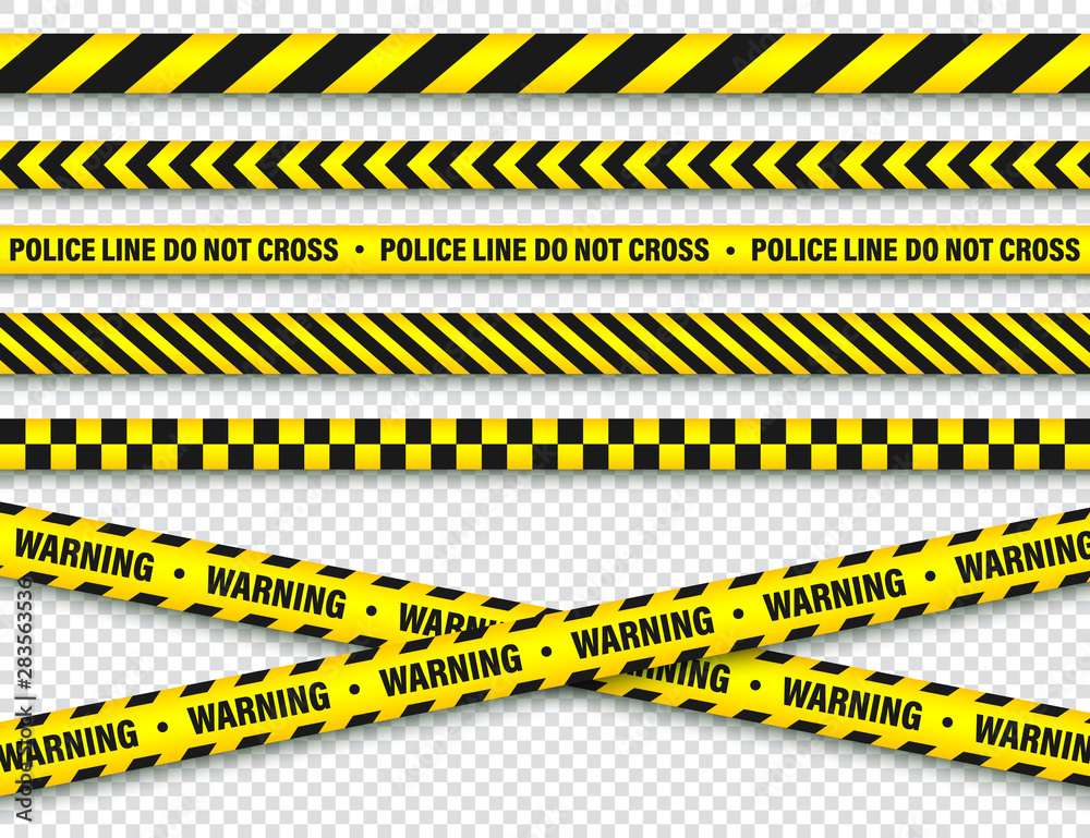 Yellow And Black Barricade Construction Tape. Police Warning Line ...