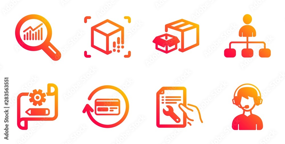 Data analysis, Augmented reality and Cogwheel blueprint line icons set ...