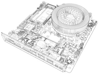 Poster - technology abstract motherboard illustration background. illustration created of 3d.