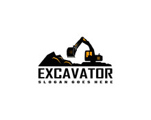 Excavator Logo Template Vector. Heavy Equipment Logo Vector For Construction Company.