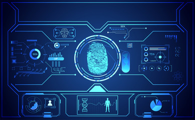 Poster - Cyber abstract technology ui futuristic concept hud interface cyber security of digital data chart, communication, computing and circle percent vitality innovation on hi tech future design background