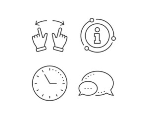 Poster - Move gesture line icon. Chat bubble, info sign elements. Slide arrow sign. Swipe action symbol. Linear move gesture outline icon. Information bubble. Vector