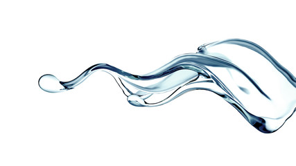 Splash of clear blue liquid, water. 3d illustration, 3d rendering.