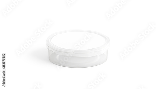 Download Blank White Plastic Pail With Lid Mockup Isolated 3d Rendering Empty Transparent Conserved Tray Mock Up Side View Clear Round Container For Salad Or Caviar Template Stock Illustration Adobe Stock