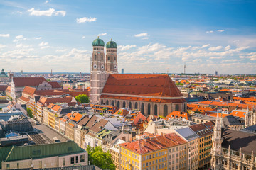 Canvas Print - Munich historical center panoramic aerial cityscape view