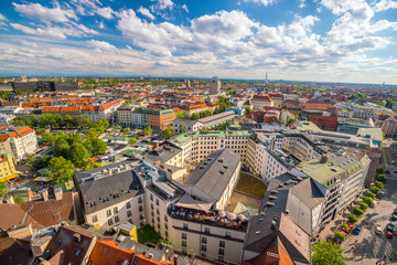 Wall Mural - Munich historical center panoramic aerial cityscape view