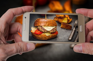 Poster - Cheeseburger with beef meat