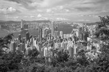 Fototapeta Nowy Jork - Panoramic view of Victoria Harbor and Hong Kong skyline