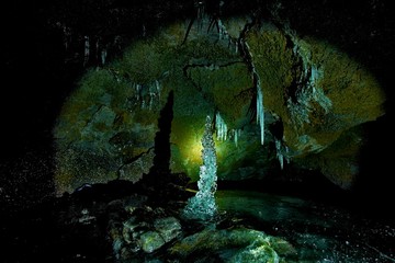 Wall Mural - Ice Stalagmite Into Cave Ice In Etna Park, Sicily