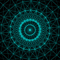 Poster - Hallucination. Optical illusion. Kaleidoscope. Twisted illustration. Abstract futuristic background of stripes. Sphere-shaped structure. Vector.