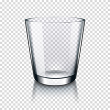 Realistic Transparent Empty Drinking Glass, Isolated.