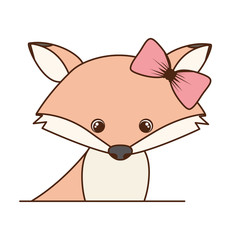 Poster - cute and adorable fox with white background