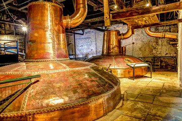 Tools and machinery in a whiskey distillery in Ireland