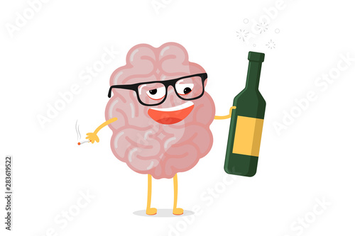 Fotografía Funny cartoon unhealthy brain character