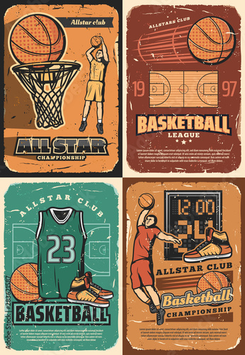 Basketball sport court, players, balls and basket © Vector Tradition