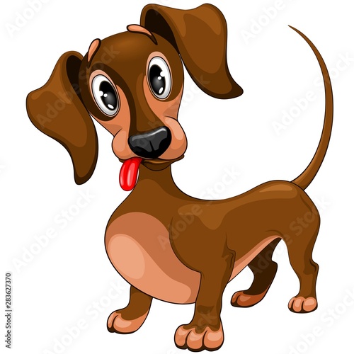 Dachshund Cute Confused Puppy Dog Cartoon Character Vector Illustration