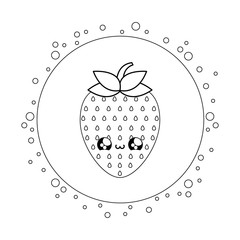 Poster - cute fresh strawberry fruit kawaii style