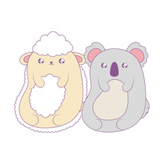 Sticker - cute koala with sheep baby animals kawaii style