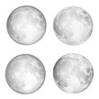Set of realistic full moon. Astrology or astronomy planet design. Vector.