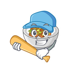 Wall Mural - Playing baseball donburi isolated with in the mascot