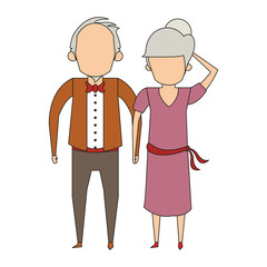 Poster - grandparents senior old people cartoon faceless