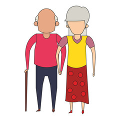 Poster - grandparents senior old people cartoon faceless