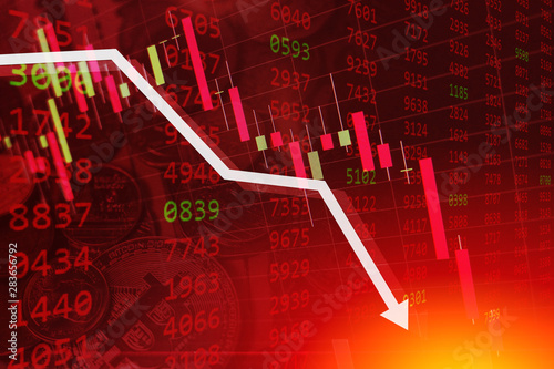 Cuadros en Lienzo economic crisis stock chart falling down business global money bankruptcy concep
