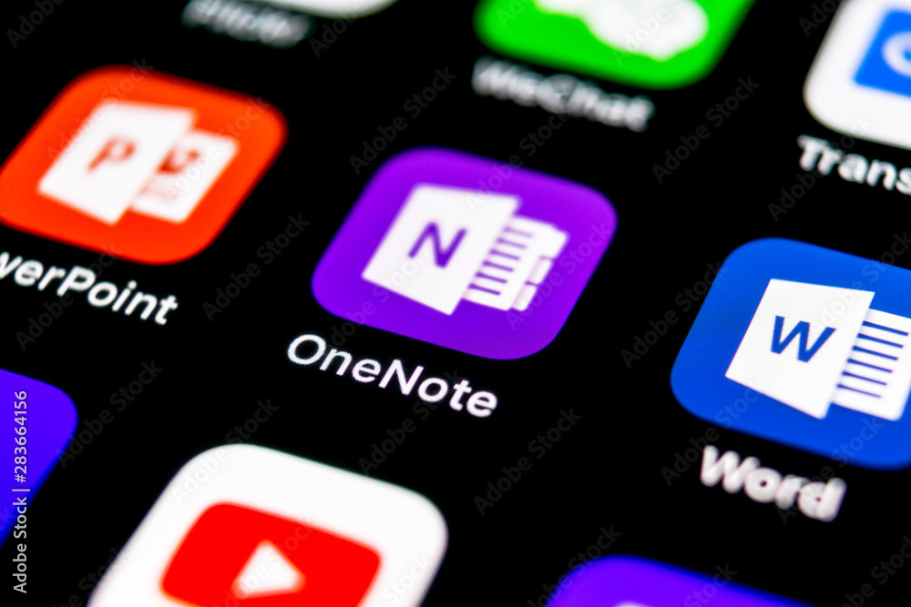 Sankt-Petersburg, September 30, 2018: Microsoft OneNote office ...